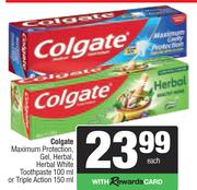 Colgate Maximum Protection, Gel, Herbal, Herbal White Toothpaste 100ml Or Triple Action 150ml-Each