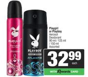 Playgirl Or Playboy Aerosol Deodorant Assorted-90ml/125ml/150ml Each