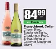 Franschhoek Cellar Chenin/Sauvignon Blanc, Chardonnay, Rose, Shiraz, Merlot Or Cab Sauvgnon-750ml EA