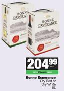 Bonne Esperance Dry Red Or Dry White-5Ltr Each