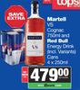 Martell VS Cognac 750ml And Red Bull Energy Drink (Incl Variants) Cans 4 x 250ml-For Both