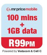 Mr Price Mobile Data-100 Mins + 1GB Data