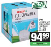 Spar Long Life Milk (Excl Lactose Free Range)-6 x 1Ltr Per Pack