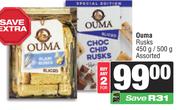 Ouma Rusks Assorted-For Any 2 x 450g/500g
