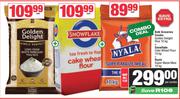 Golden Delight Rice 10Kg+Snowflake Cake Wheat Flour 10Kg+Nyala Super Maize Meal 10Kg-For All
