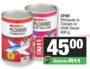 Spar Pilchards In Tomato Or Chilli Sauce-For 2 x 400g