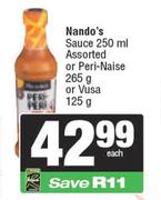 Nando's Sauce 250ml Or Peri Naise 265g Or Vusa 125g-Each