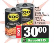 Koo Baked Beans In Tomato Sauce-For 2 x 400g