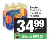 Brookes Oros Juice Assorted-6 x 300ml Per Pack