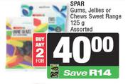 Spar Gums, Jellies Or Chews Sweet Range Assorted-For 2 x 125g