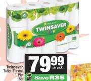 Twinsaver Toilet Tissue 1Ply-15 Per Pack