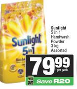 Sunlight 5 In 1 Handwash Powder Assorted-3kg Per Pack