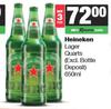 Heineken Lager Quarts-For 3 x 650ml