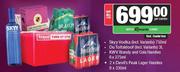 SKYY Vodka 750ml, DuToitskloof 3Lt, KWV Brandy Handies 6x275ml & 2xDevils Lager Handies 6x330ml