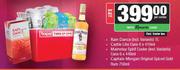 Rain Dance 1L, Castle Lite Cans 6x410ml, Mainstay Cans 6x440ml & Captain Morgan Rum 750ml-For All