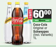 Coca Cola Original Or Schweppes-For 3 x 1L