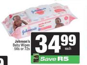 Johnson's Baby Wipes-56s Or 72s