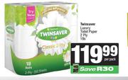 Twinsaver Luxury Toilet Paper 2 Ply-18s Per Pack