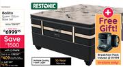 Restonic Ballito Queen 152cm Base Set 10290603 Free Gift Breakfast Pack