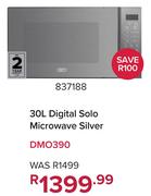 Defy 30L Digital Solo Microwave Silver DMO390 837188