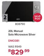 Defy 20L Manual Solo Microwave Silver DMO381 808790