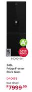 Defy 348Ltr Fridge /Freezer (Black Glass) DAC652 850024581