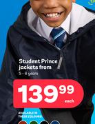 Student Prince Jackets 5-6 Years (Priced From)-Each