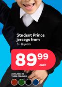 Student Prince Jerseys 5-6 Years (Priced From)-Each