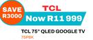 TCL 75" QLED Google TV 75P8K