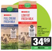 Spar Full Cream Or Low Fat Ultr Pasteurised Fresh Milk-2L