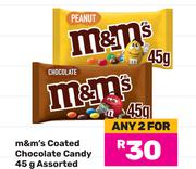 m&m's Coated Chocolate Candy Assorted-For Any 2 x 45g
