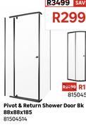 Pivot & Return Shower Door Black 88 x 88 x 185 81504514