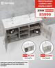 Sensea Bathroom Cabinet & Dbl Basin Free Standing Natural Concrete 1200mm 81474870