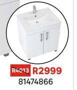 Bathroom Cabinet & Basin Free Standing Silhouette White 81474866