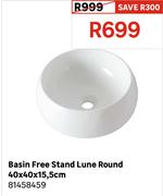 Basin Free Stand Lune Round 40 x 40 x 15.5cm 81458459