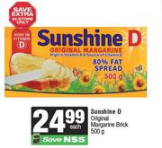 Sunshine D Original Margarine Brick-500g Each