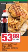 Chicken Leg 1/4 & Chips + Spar Carbonated Soft Drink 330ml-Per Meal