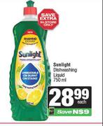 Sunlight Dishwashing Liquid-750ml Each