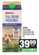 Spar Fresh Milk Extra Shelf Life Full Cream Only-2L Each