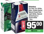 Robertson Dry Red,White,Stein,Golden Nectar,NL Sweet Red,Light White,NL Sweet Rose-For 2 x 1L