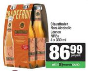 Clausthaler Non Alcoholic Lemon NRBs-4 x 330ml Per Pack