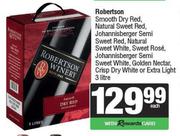 Robertson Smooth Dry Red,Johannisberger Semi Sweet Red,Golden Nectar Crisp Dry Or Extra Light-3L