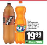 Fanta, Stoney Ginger Beer Or Sprite Soft Drink-2L Each