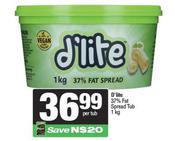D'Lite 37% Fat Spread Tub-1Kg Per Tub
