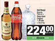 Olof Bergh Brandy 750ml + Coca Cola Original 1.25L + Ice 2Kg-Per Combo