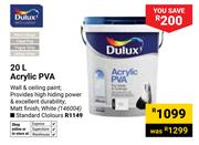 Dulux Acrylic PVA White 146004-20Ltr
