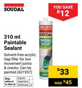 Soudal Paintable Sealant 621957-310ml