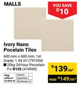 Malls Ivory Nano Pocelain Tiles 791394-Per M²
