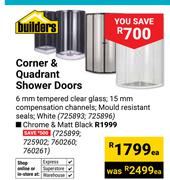 Builders Corner & Quadrant Shower Doors White 725893, 725896-Each