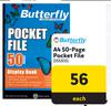 Butterfly A4 50 Page Pocket File 255305
